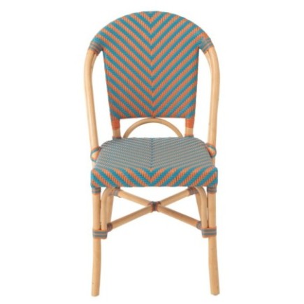 Cadeira de jantar Geo em rattan turquesa 48 x 59 x 86 cm