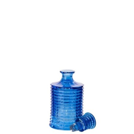 Jarro de vidro estriado azul, 25 x 11,1 cm