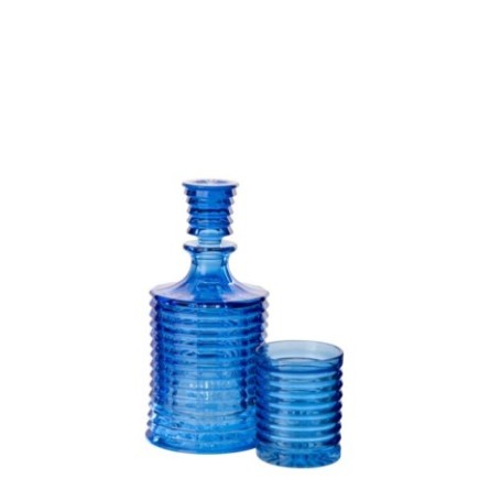 Caraffa in vetro rigato blu, 25 x 11,1 cm