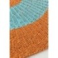 Alfombra a rayas de rafia naranja y azul claro, 120 x 120 x 1 cm Alfombra a rayas de rafia naranja y azul claro, 120 x 120 x 1 cm