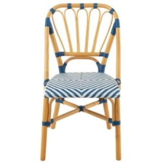 Chaise de salle à manger en rotin bleu et blanc 47x56x85 cm