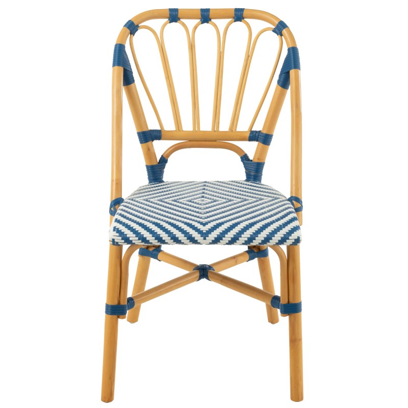 Chaise de salle à manger en rotin bleu et blanc 47x56x85 cm Chaise de salle à manger en rotin bleu et blanc 47x56x85 cm