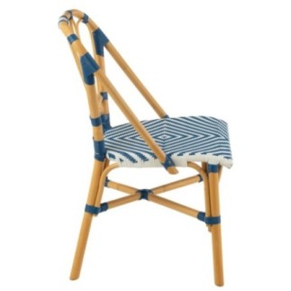 Cadeira de jantar em rattan azul e branco 47x56x85 cm