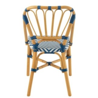 Cadeira de jantar em rattan azul e branco 47x56x85 cm