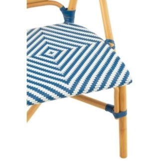 Chaise de salle à manger en rotin bleu et blanc 47x56x85 cm