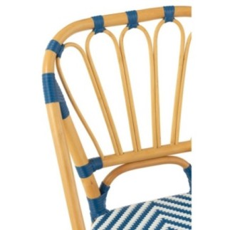 Chaise de salle à manger en rotin bleu et blanc 47x56x85 cm