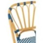 Cadeira de jantar em rattan azul e branco 47x56x85 cm Cadeira de jantar em rattan azul e branco 47x56x85 cm