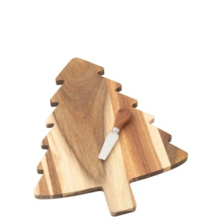 Tabla para quesos con cuchillo de paulownia y acero inoxidable blanco, 29,5 x 39 x 4,3 cm