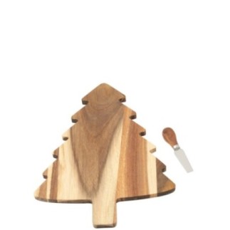 Tabla para quesos con cuchillo de paulownia y acero inoxidable blanco, 29,5 x 39 x 4,3 cm