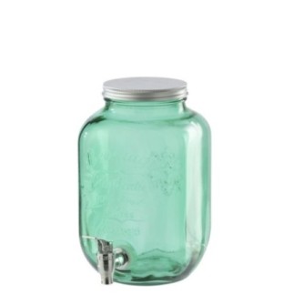 Distributeur de boissons en verre vert émeraude 18x18x25cm