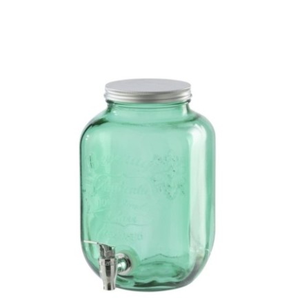 Distributeur de boissons en verre vert émeraude 18x18x25cm