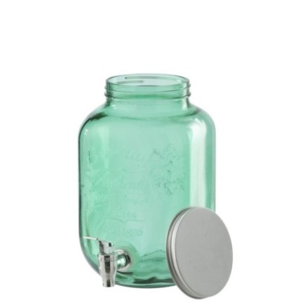 Distributeur de boissons en verre vert émeraude 18x18x25cm