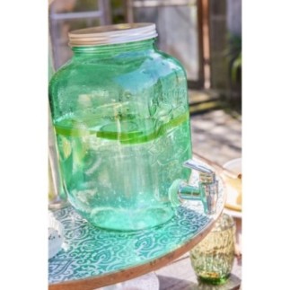Distributore di bevande in vetro verde smeraldo 18x18x25 cm