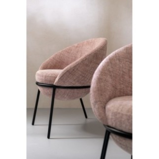 Chaise de salle à manger en fer rose clair et noir 59x76,5x61 cm