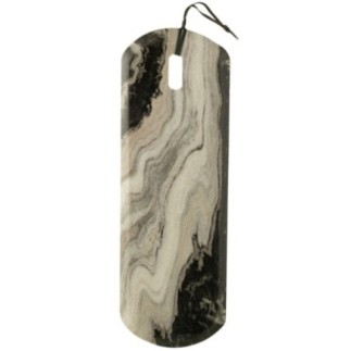 Plateau à fromage en marbre noir et gris clair 60x20x2 cm