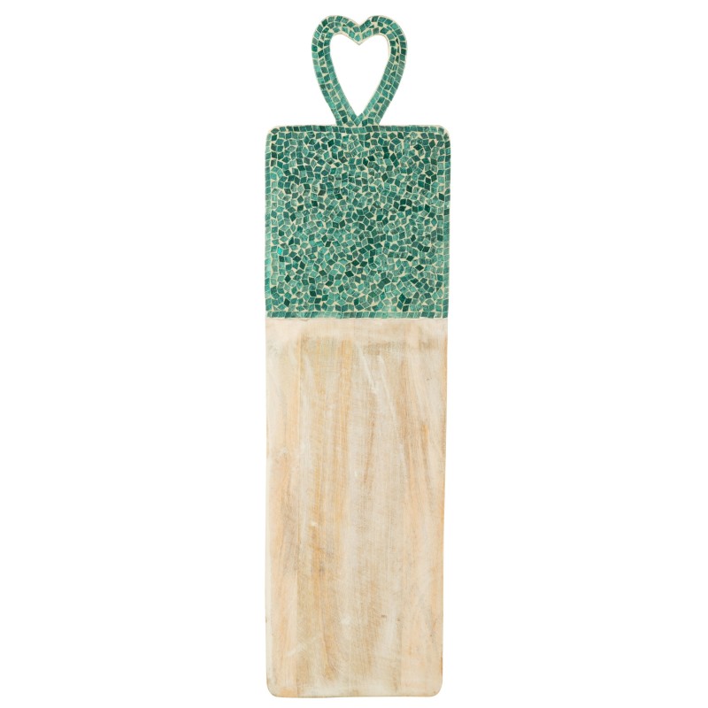 Bandeja de serviço comprida em mosaico de madeira de mangueira verde, 74 x 20 x 2 cm Bandeja de serviço comprida em mosaico de madeira de mangueira verde, 74 x 20 x 2 cm