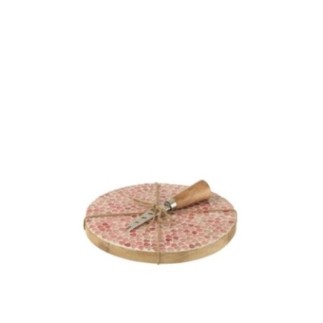 Tagliere per formaggi con coltello in legno di mango rosa, 20 x 1,5 cm