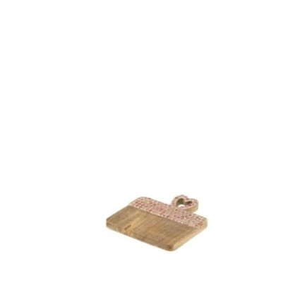 Bandeja de madera de mango rosa, 20 x 19 x 2 cm