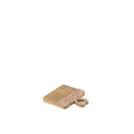 Bandeja de madera de mango rosa, 20 x 19 x 2 cm
