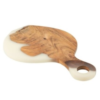 Tabla de cortar de acacia y resina blanca, 53 x 34 x 2 cm