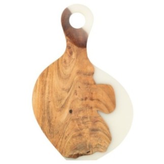 Tabla de cortar de acacia y resina blanca, 53 x 34 x 2 cm