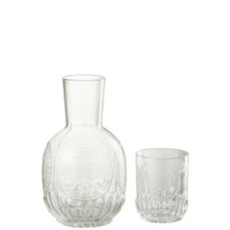 Carafe et verre en verre transparent 11x11x21,5cm