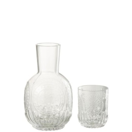 Caraffa e bicchiere in vetro trasparente 11x11x21,5 cm