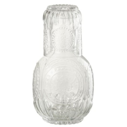 Caraffa e bicchiere in vetro trasparente 11x11x21,5 cm