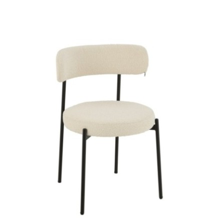 Silla de bouclé blanco y negro, 51 x 52,5 x 76,5 cm