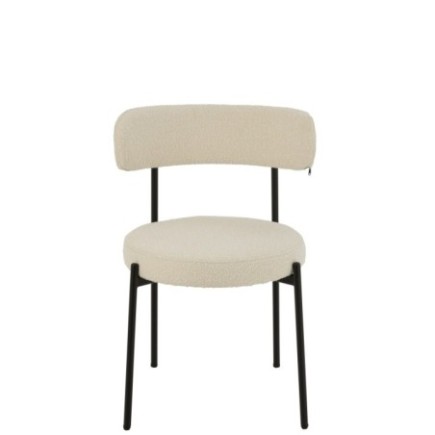 Silla de bouclé blanco y negro, 51 x 52,5 x 76,5 cm