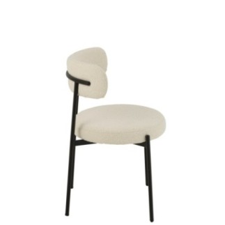Cadeira em tecido bouclé branco e preto 51 x 52,5 x 76,5 cm