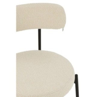 Cadeira em tecido bouclé branco e preto 51 x 52,5 x 76,5 cm