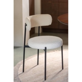 Cadeira em tecido bouclé branco e preto 51 x 52,5 x 76,5 cm