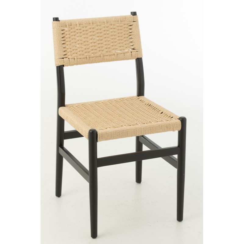 Chaise en hêtre et corde noir 46x50x87cm Chaise en hêtre et corde noir 46x50x87cm