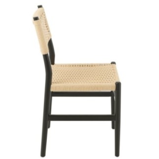 Chaise en hêtre et corde noir 46x50x87cm