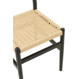 Chaise en hêtre et corde noir 46x50x87cm