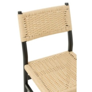Chaise en hêtre et corde noir 46x50x87cm