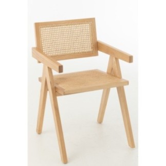 Cadeira Grid em freixo e rattan natural 52 x 59 x 80 cm