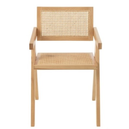 Sedia Grid in frassino e rattan naturale 52x59x80 cm