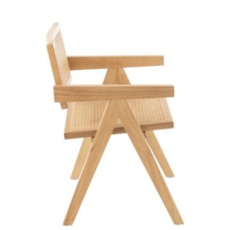 Chaise grid en frêne et rotin naturel 52x59x80cm