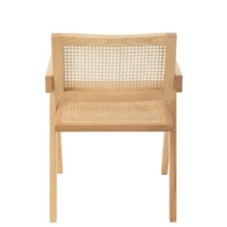 Chaise grid en frêne et rotin naturel 52x59x80cm