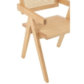 Chaise grid en frêne et rotin naturel 52x59x80cm