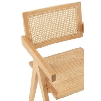 Chaise grid en frêne et rotin naturel 52x59x80cm