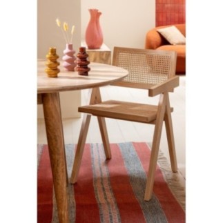 Chaise grid en frêne et rotin naturel 52x59x80cm