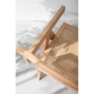Chaise grid en frêne et rotin naturel 52x59x80cm