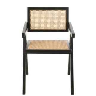 Sedia in frassino e rattan nero 59x80x52 cm