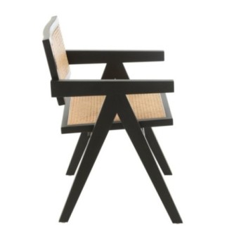 Chaise en frêne et rotin noir 59x80x52 cm