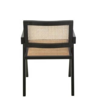 Chaise en frêne et rotin noir 59x80x52 cm