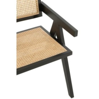 Chaise en frêne et rotin noir 59x80x52 cm
