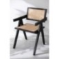 Chaise en frêne et rotin noir 59x80x52 cm Chaise en frêne et rotin noir 59x80x52 cm